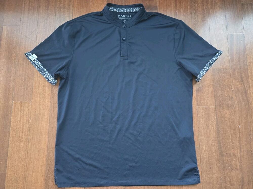 Mantra Polo Shirt Mens Xl Band Collar Golf Performance Stretch Casual